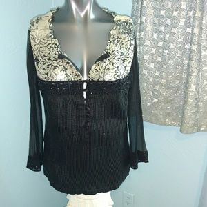 Daniel Rainn embroidery beaded shirt blouse B88